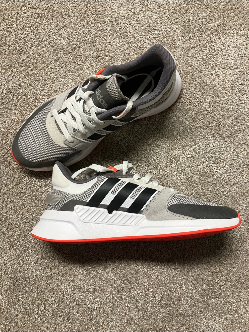 Adidas Men's Grey and Black Sneakers with Orange Accents - Picture 2 of 7